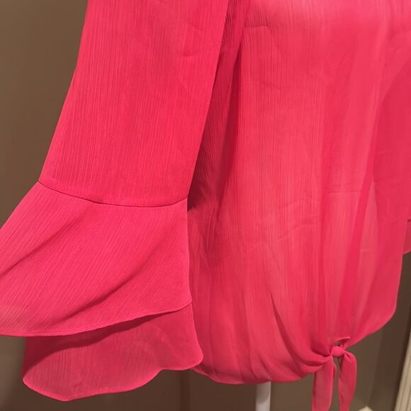 AGB Off The Shoulder Shirt Sheer See Through Size XL Bell Sleeves Bell Sleeves - Picture 2 of 6